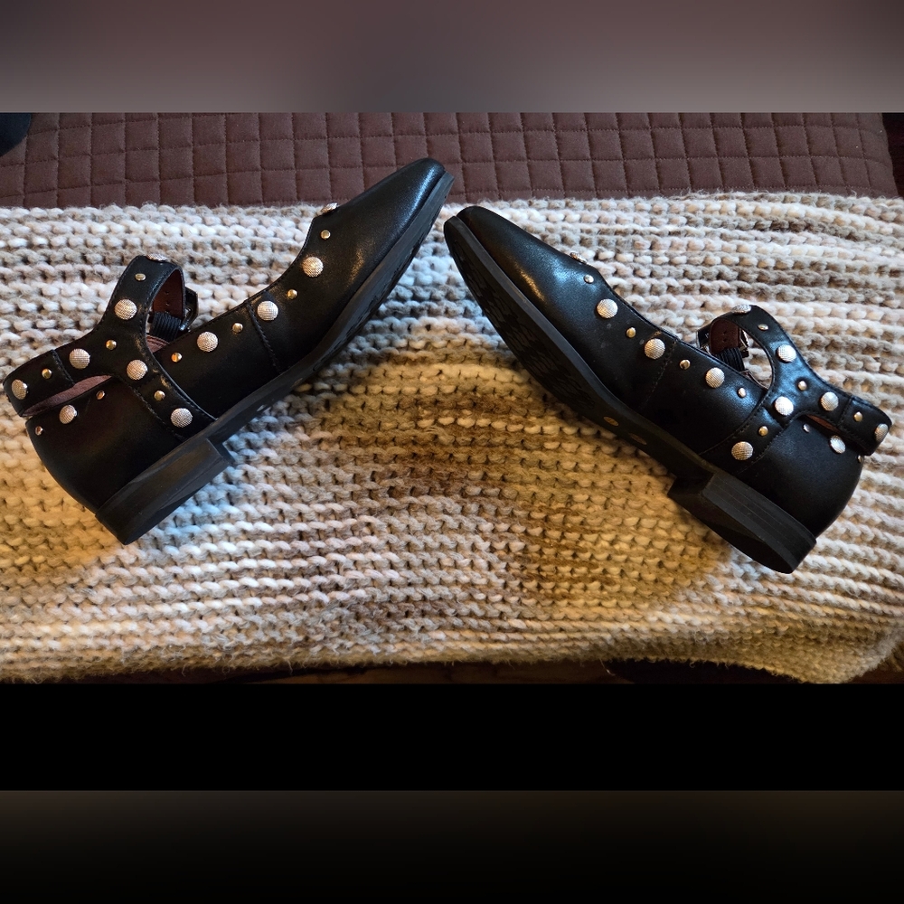 Black Studded Mary Jane Flats - Picture 3 of 6